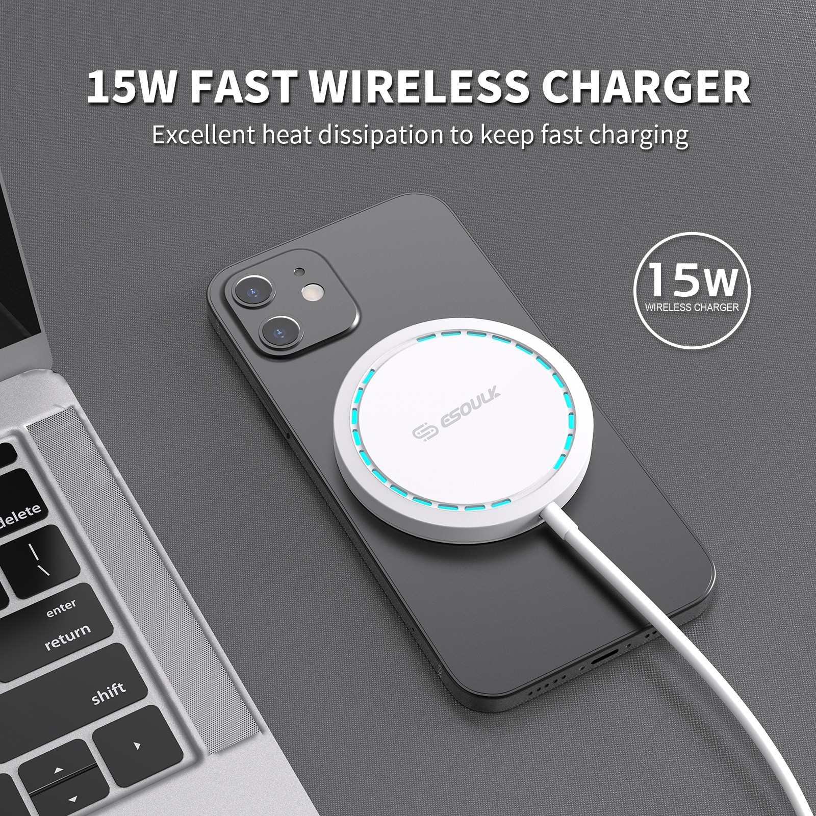 EW07WH 15W Magnetic Wireless Charger - ESoulk 15W Cargador Magnético I –  decibelcell