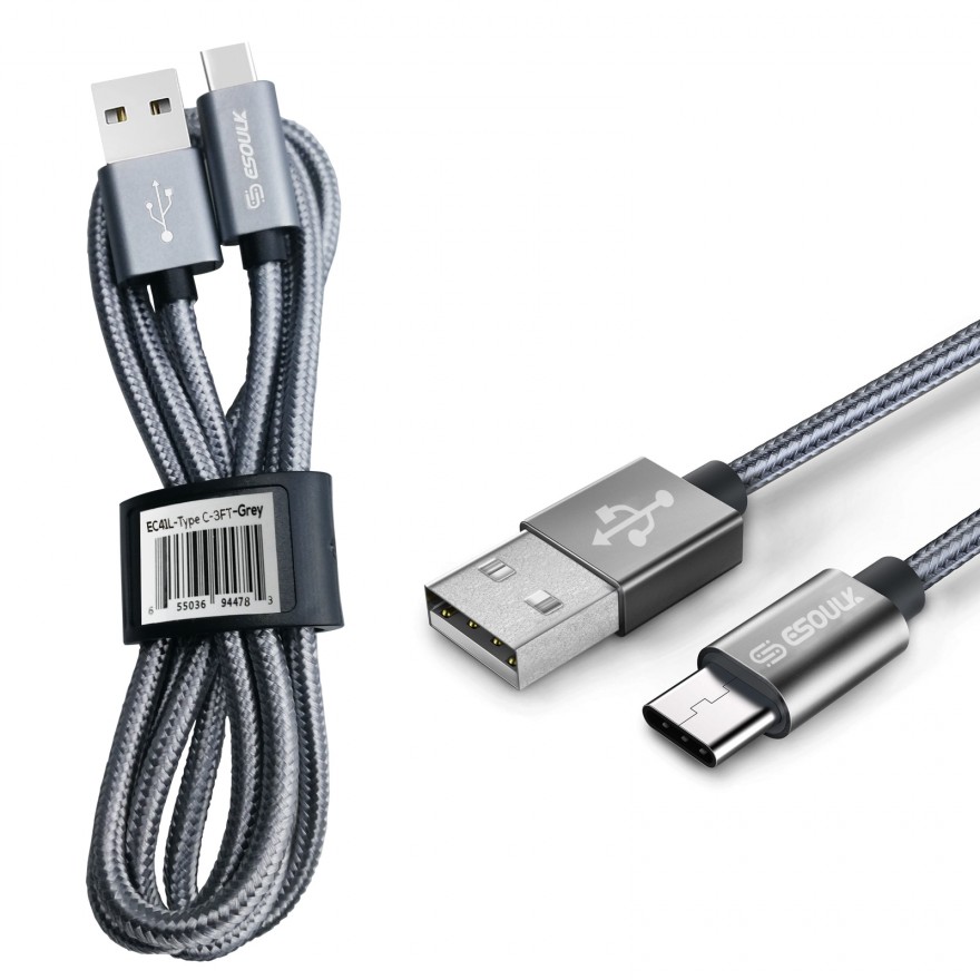 EC41L-TPC-SV Esoulk [3.3ft/1m] Nylon Braided USB Cable for Type-C