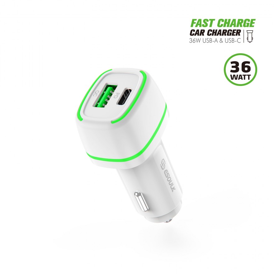 EA15-WH:36W FAST CAR CHARGER  18W PD+18W QC
