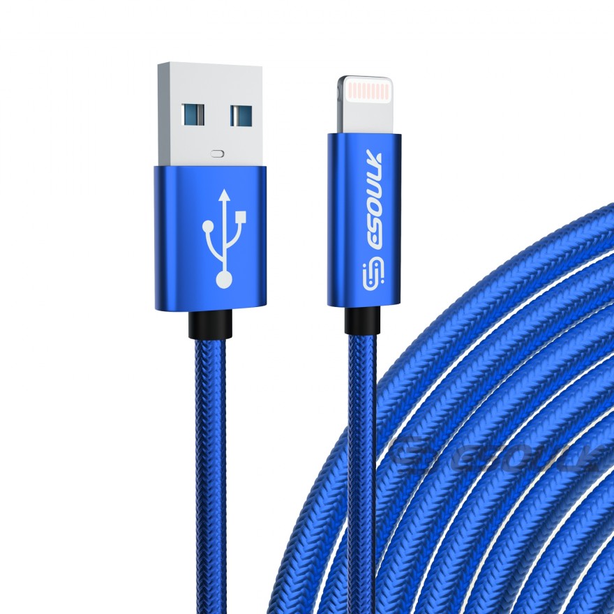 EC45L-IP-BU: Esoulk 10FT USB Cable For iPhone XS/XR/XS MAX 1.7A-Blue