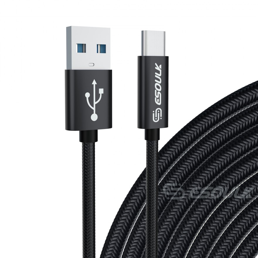 EC45L-TPC-BK: Esoulk 10FT USB Cable For Type-C 1.7A-Black
