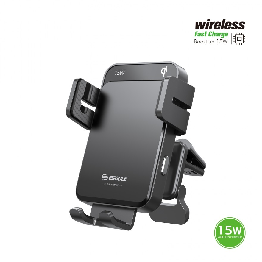 EH44BK:15W QI  AUTOMATIC WIRELESS CHARGER AIR VENT CAR MOUNT