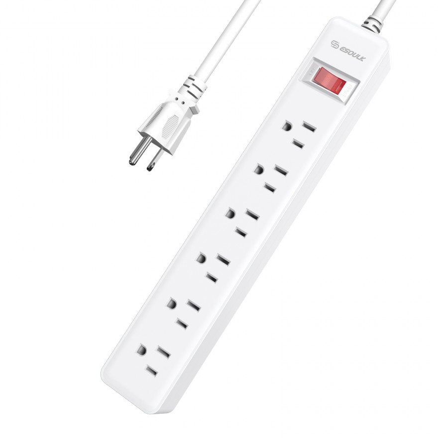 EPS01WH:6-OUTLET POWER STRIP & 4FT POWER CORD (6/24)