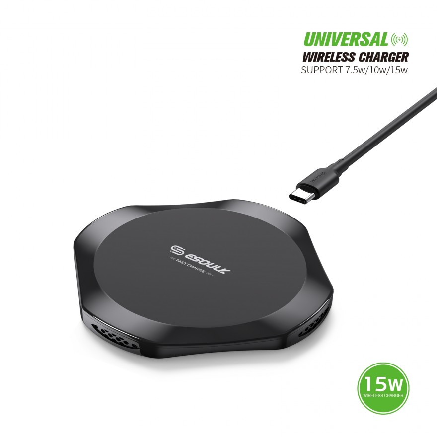 EW05BK: 15W UNIVERSAL WIRELESS CHARGER & 5FT TYPE-C CHARGING CABLE