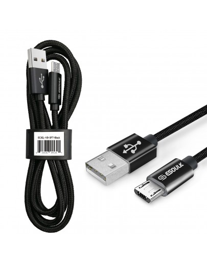 EC41L-MU-BK Esoulk [3.3ft/1m] Nylon Braided USB Cable for Mirco USB