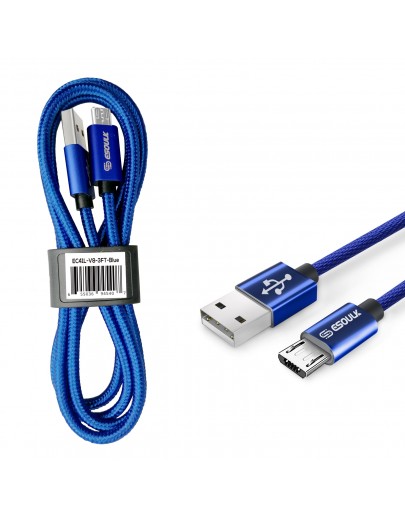 EC41L-MU-BU Esoulk [3.3ft/1m] Nylon Braided USB Cable for Mirco USB