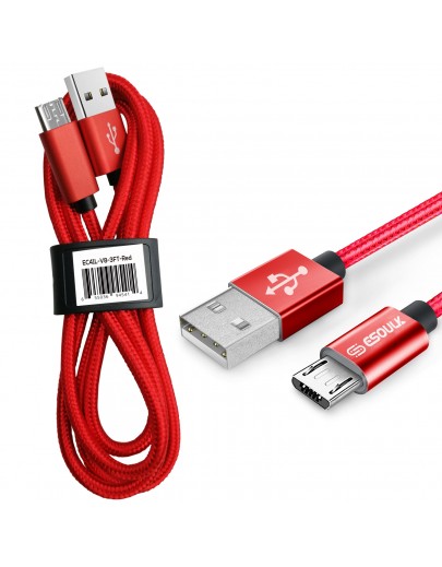 EC41L-MU-RD Esoulk [3.3ft/1m] Nylon Braided USB Cable for Mirco USB