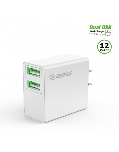 EA10P-WH:12W 2.4A Dual USB Wall Adapter White