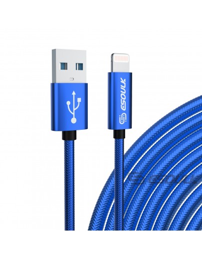 EC45L-IP-BU: Esoulk 10FT USB Cable For iPhone XS/XR/XS MAX 1.7A-Blue