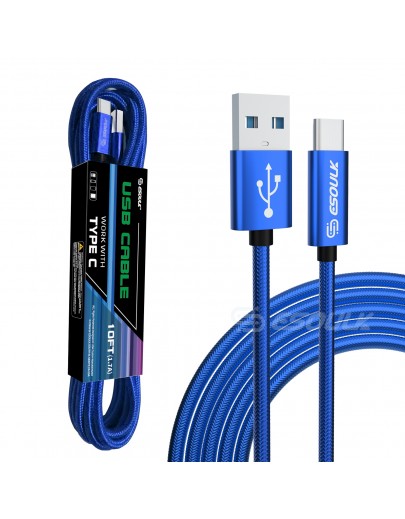EC45L-TPC-BU: Esoulk 10FT USB Cable For Type-C 1.7A-Blue