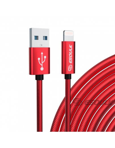 EC45L-IP-RD: Esoulk 10FT USB Cable For iPhone XS/XR/XS MAX 1.7A-Red