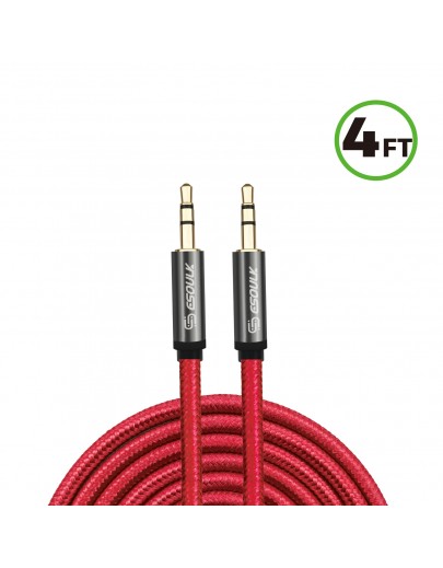 EC46-AX-RD:4FT NYLON BRAIDED AUX CABLE 