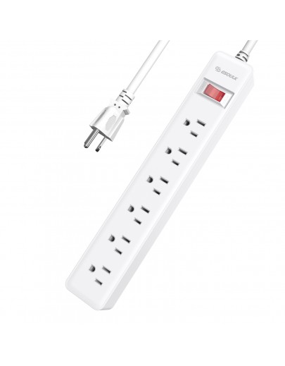 EPS01WH:6-OUTLET POWER STRIP & 4FT POWER CORD (6/24)