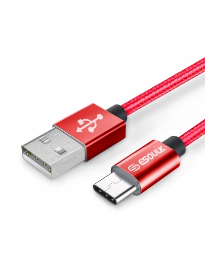 EC41L-TPC-RD Esoulk [3.3ft/1m] Nylon Braided USB Cable for Type-C