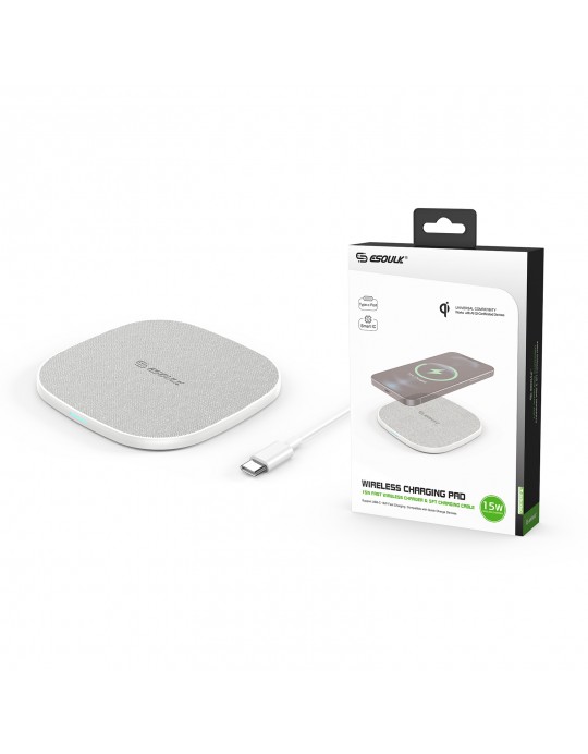 EW06-WH:15W QI WIRELESS CHARGER & 5FT TYPE-C CHARGING CABLE